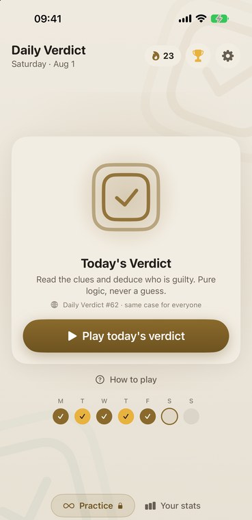 Daily Verdict screen 1