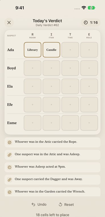 Daily Verdict screen 2
